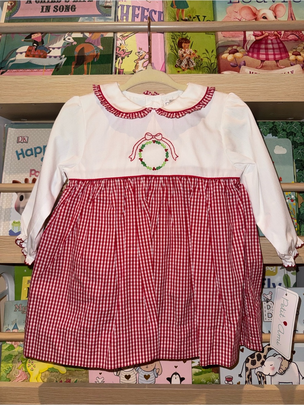 Petit Ami Red and White Gingham Dress,NWT, 9 and 12 months available